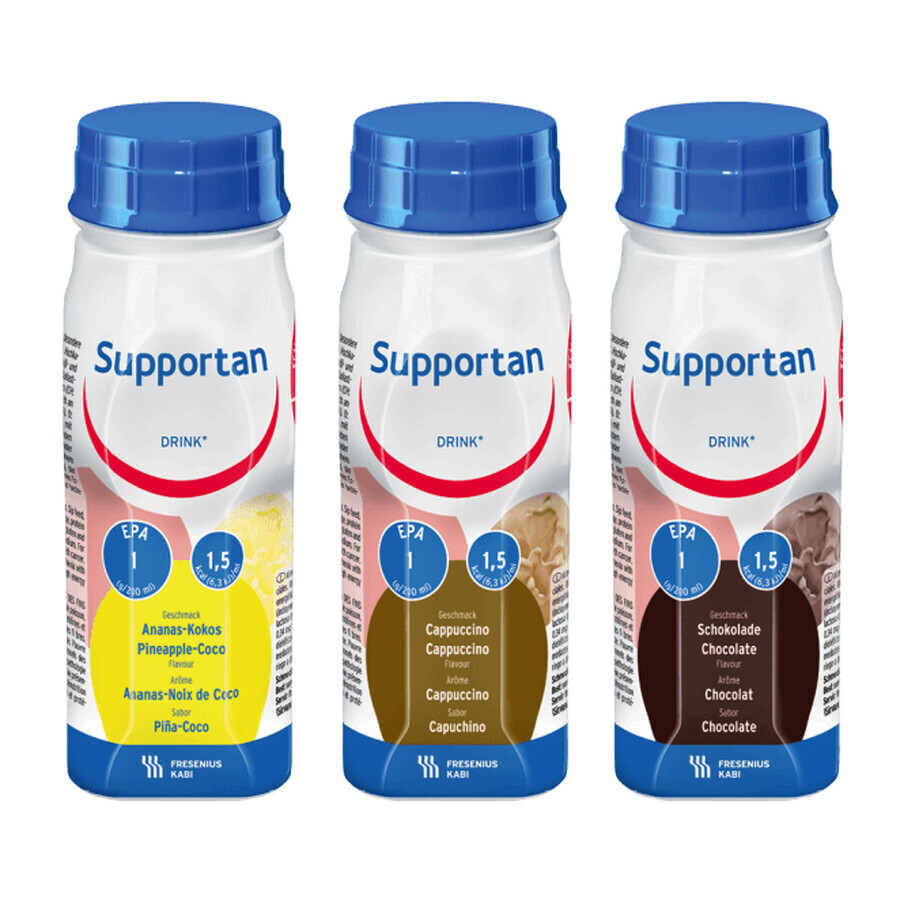 Supportan Drink, préparation nutritionnelle, goût chocolat, 4 x 200 ml