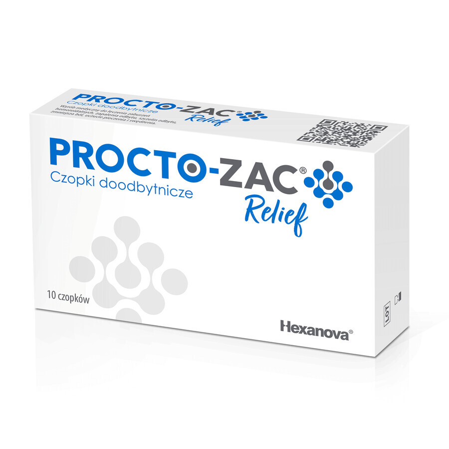 Procto-Zac Relief, rectal suppositories, 10 pieces