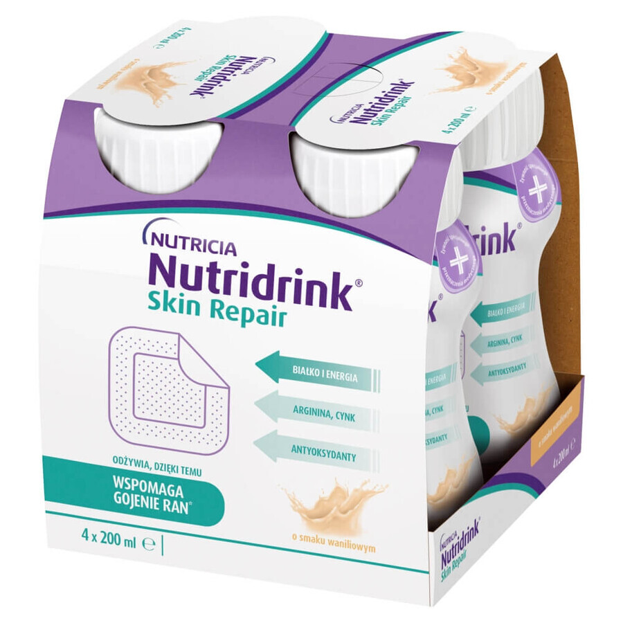 Nutridrink Skin Repair, vanillesmaak, 4 x 200 ml