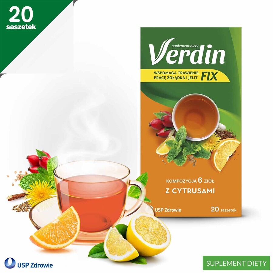 Verdin Fix with citrus fruits, 20 sachets