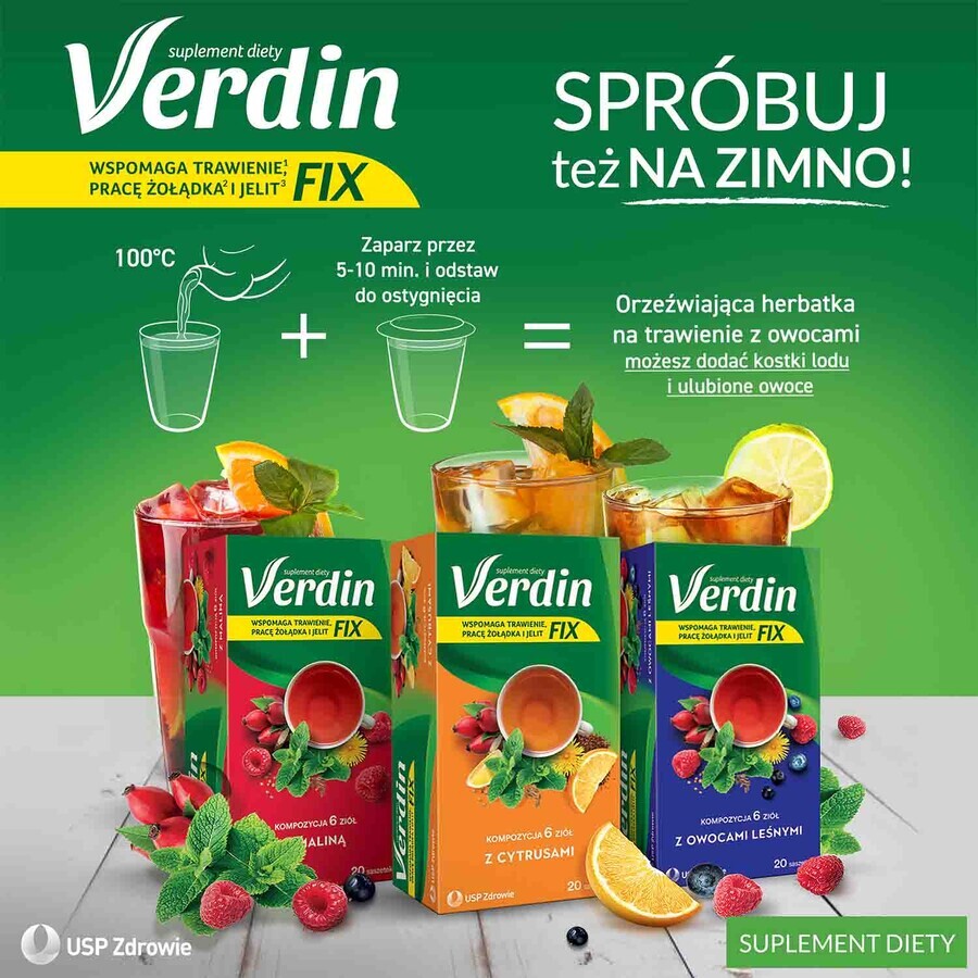 Verdin Fix with citrus fruits, 20 sachets