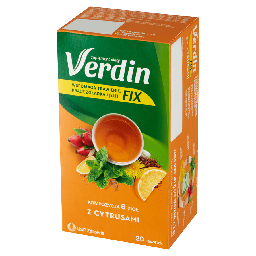 Verdin Fix with citrus fruits, 20 sachets