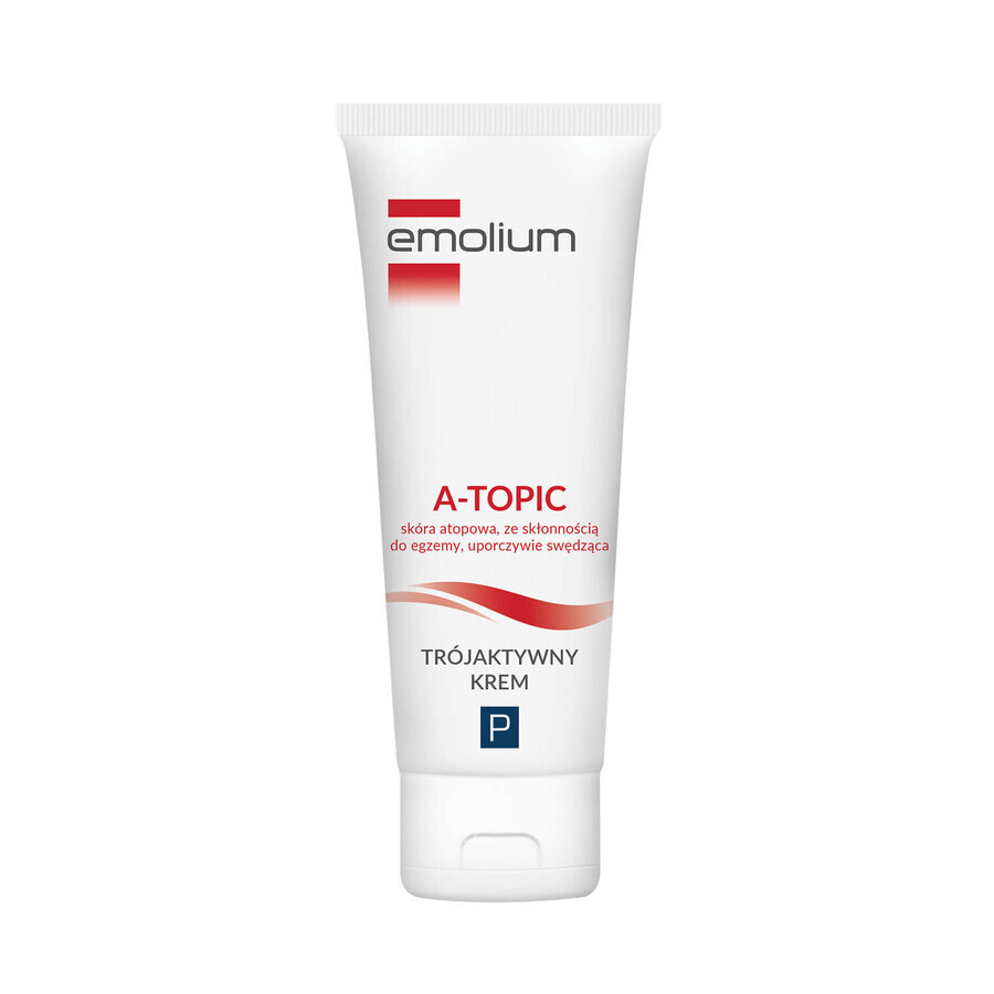 Emolium A-Topic, triaktive Creme für atopische, trockene und anhaltend juckende Haut, ab 1 Monat, 50 ml.