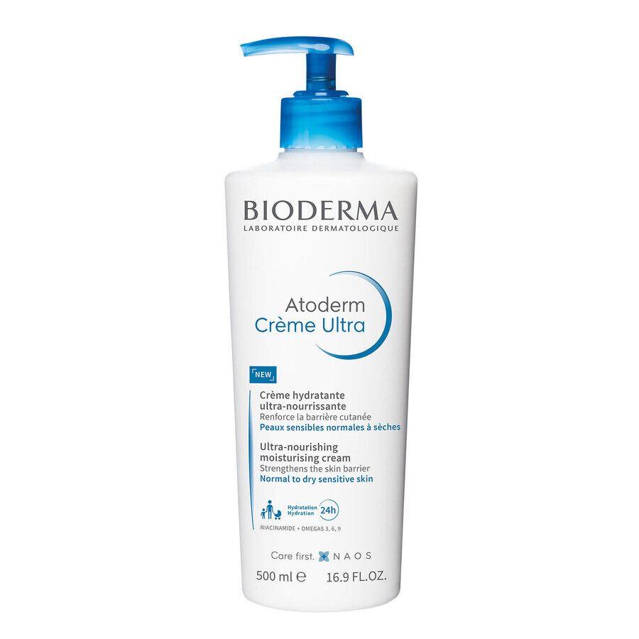 Bioderma Atoderm Creme Ultra, ultra voedende vochtinbrengende crème voor het lichaam, normale, droge en gevoelige huid, 500 ml