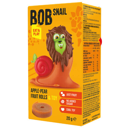 Bob Snail Eat &amp; Play Snack de frutas, manzana, pera, 20 g + juguete