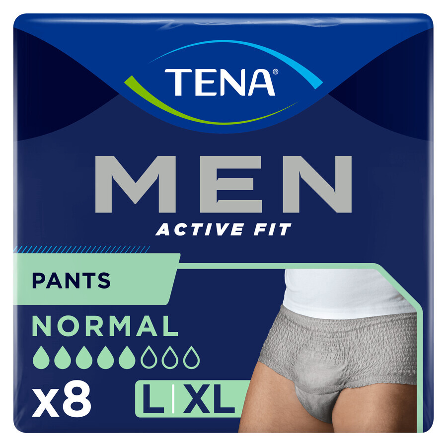 Tena Men Active Fit Pants, chiloți absorbanți pentru bărbați, mărimea L/XL, 95-130 cm, Normal, 8 bucăți