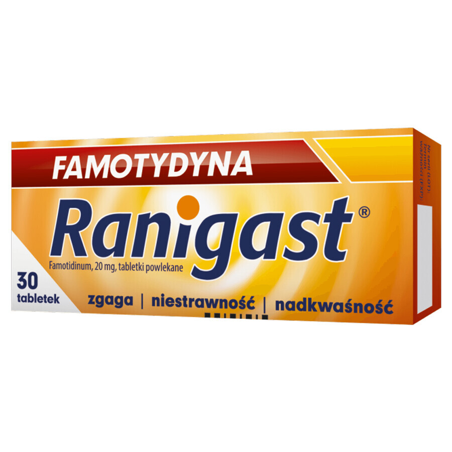 Famotidine Ranigast 20 mg, 30 film-coated tablets