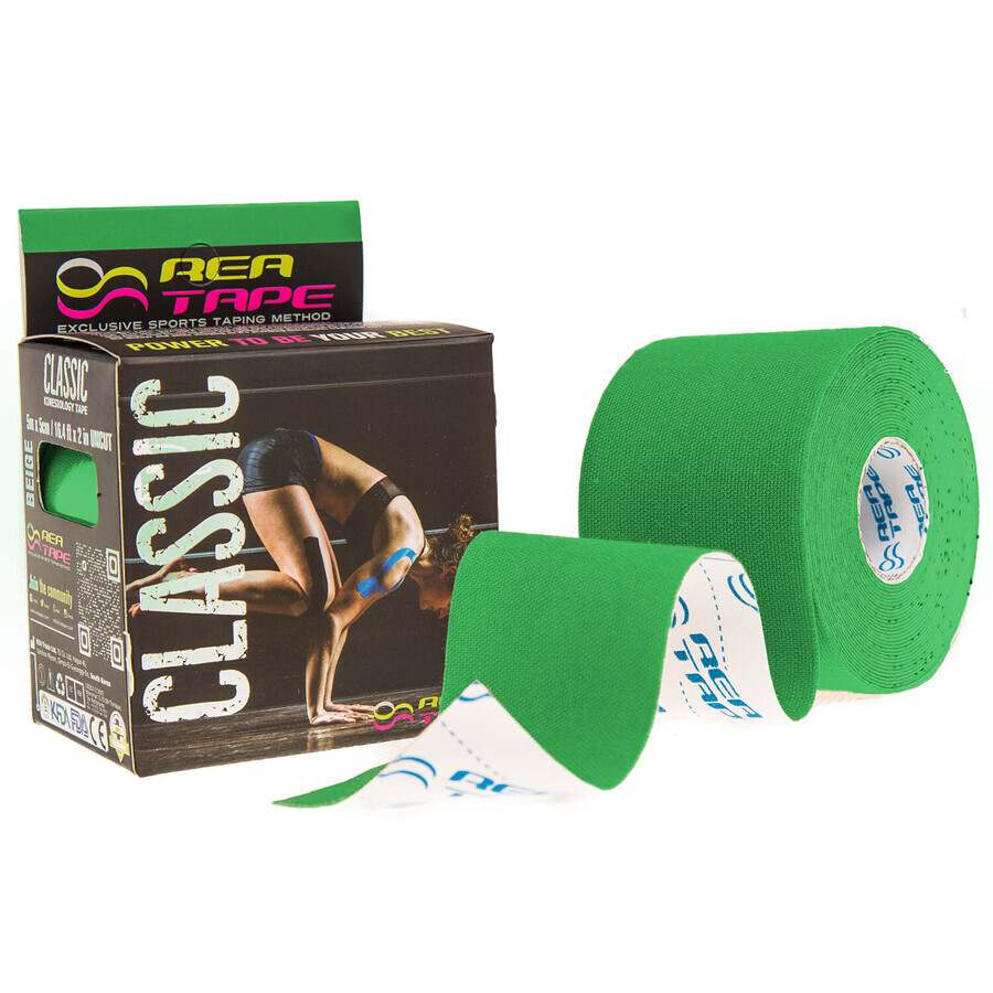 Rea Tape Classic, kinesiologie tape, groen, 5 cm x 5 m