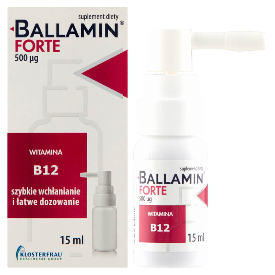 Ballamin Forte, vitamine B12 500 µg, orale spray, 15 ml