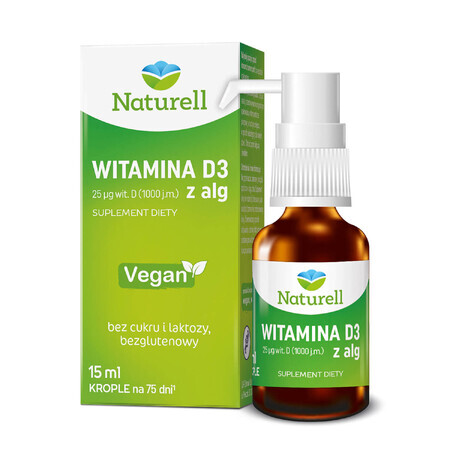 Naturell Vitamine D3 uit algen 1000 IE, druppels, 15 ml