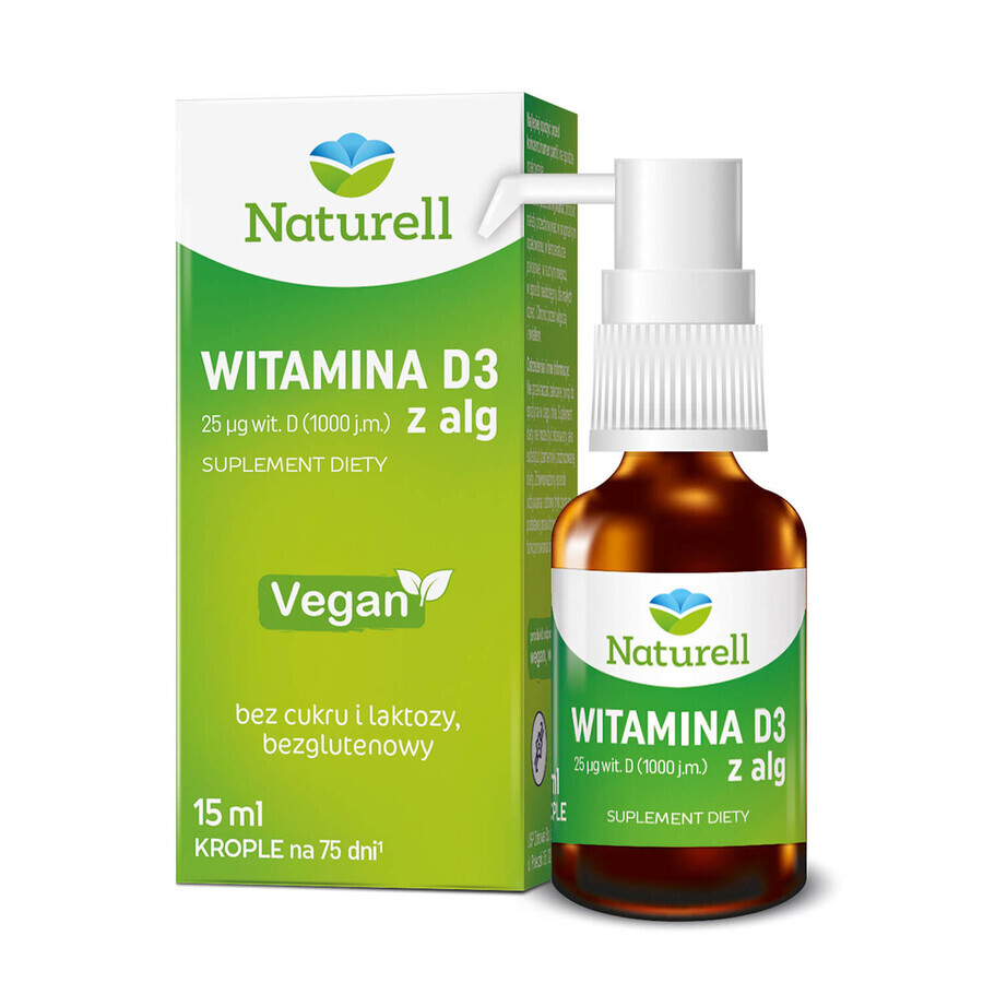 Naturell Vitamine D3 uit algen 1000 IE, druppels, 15 ml