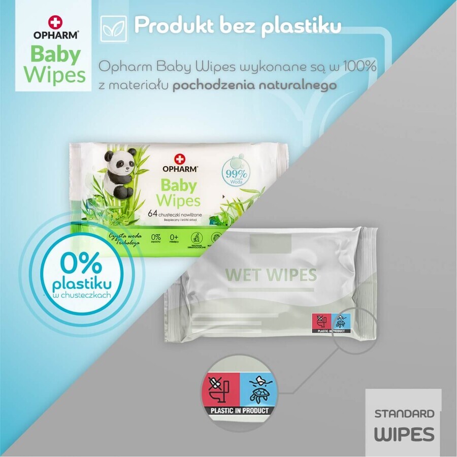 Opharm Baby Wipes, Feuchttücher, 99% Wasser, 64 Stück