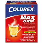 Coldrex MaxGrip 1000 mg + 10 mg + 40 mg, lemon flavor, 14 sachets