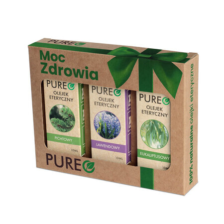 Pureo Health Power set, huiles essentielles naturelles, paléo, lavande, eucalyptus, 3 x 10 ml