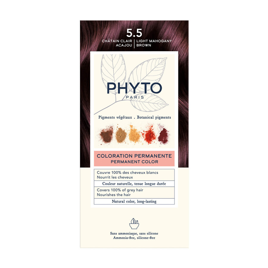 Phyto Phytocolor, permanent hair dye, 5.5 light mahogany brown, 50 ml