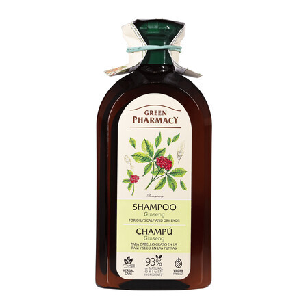 Green Pharmacy, shampooing pour cheveux gras à la base et secs aux pointes, ginseng, 350 ml