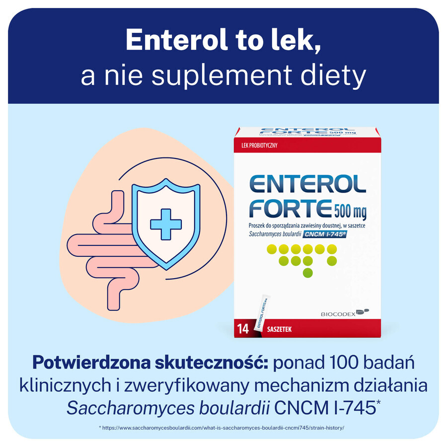 Enterol Forte 500 mg, 14 sachets