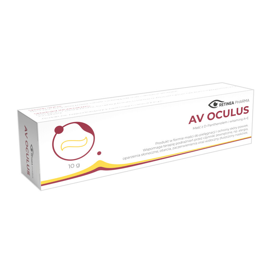 Av Oculus, zalf met D-panthenol en vitamine A + E voor verzorging en bescherming van de ooglidhuid, 10 g