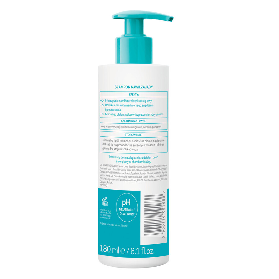 Oillan Derm+, vochtinbrengende shampoo, vanaf dag 1, 180 ml