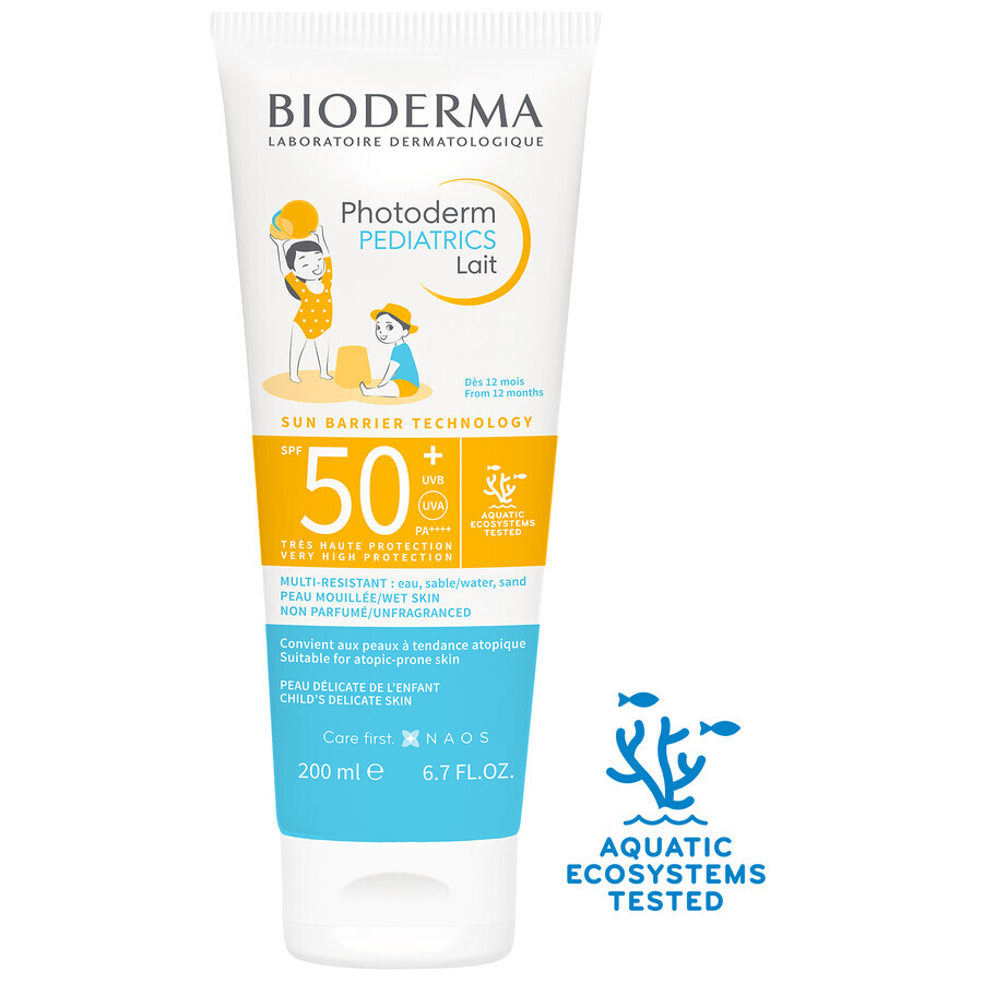 Bioderma Photoderm Pediatrics, beschermende melk voor kinderen, SPF 50+, vanaf 1 jaar, 200 ml.