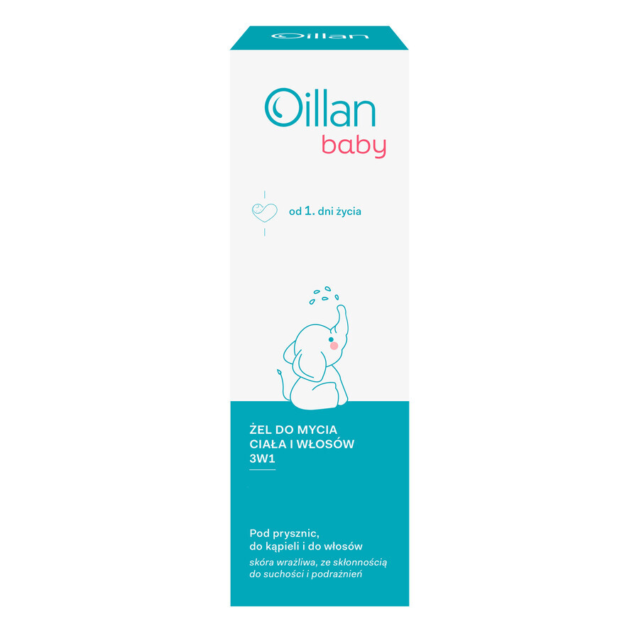 Oillan Baby, bad-, lichaam- en haargel 3in1, vanaf de eerste levensdag, 200 ml