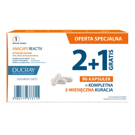 Ducray Anacaps Reactiv set, 3 x 30 cápsulas