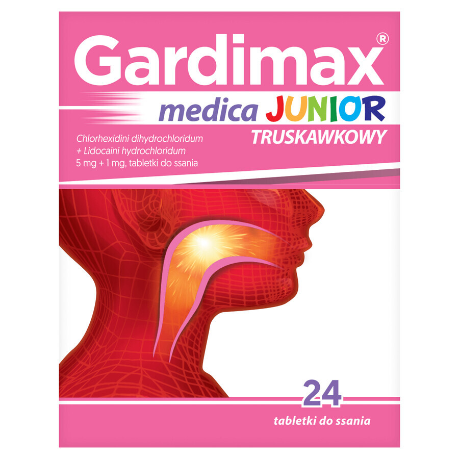 Gardimax Medica Junior fresa 5 mg +1 mg, 24 pastillas para chupar