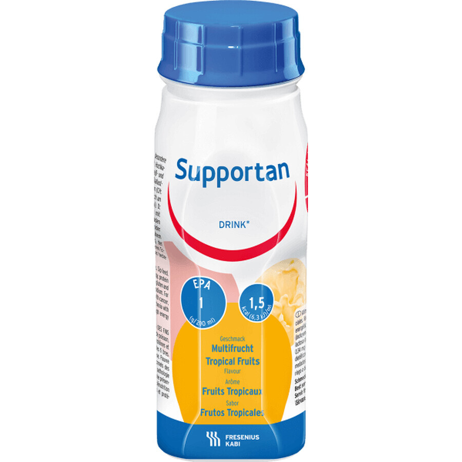 Supportan Drink, voedingspreparaat, tropische vruchtensmaak, 4 x 200 ml 