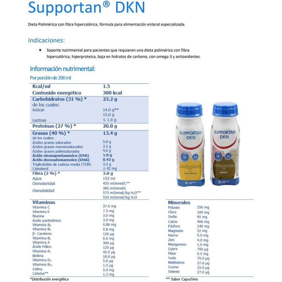 Supportan Drink, voedingspreparaat, tropische vruchtensmaak, 4 x 200 ml 