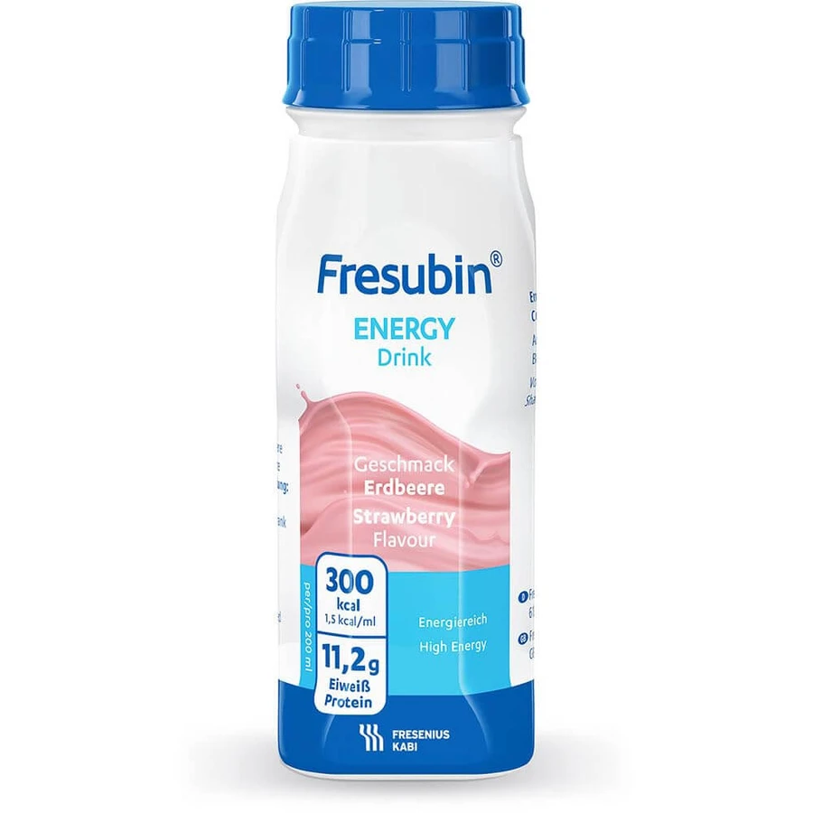 Fresubin Energy Drink, voedingspreparaat, aardbeiensmaak, 4x200 ml