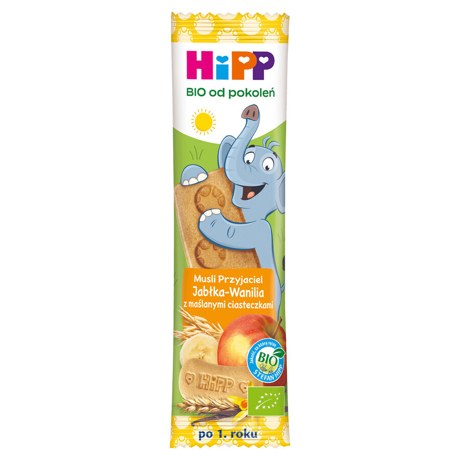 HiPP Musli Friend, barretta Bio, mela-vaniglia con biscotti al burro, dopo 1 anno, 20 g