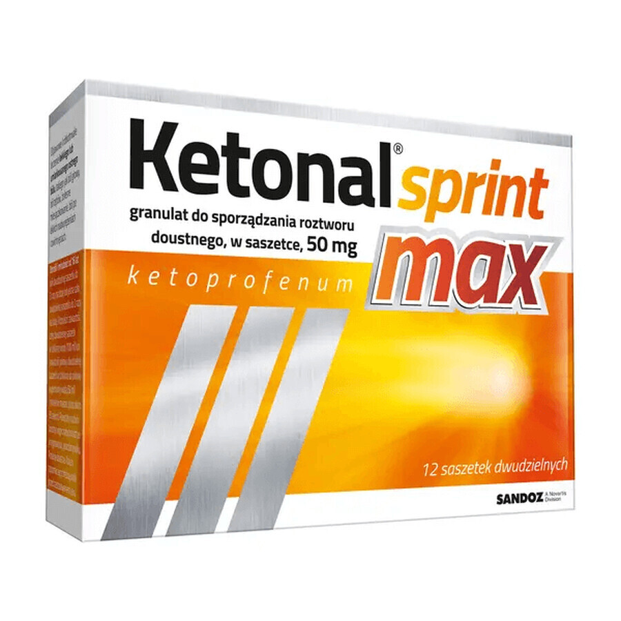 Ketonal Sprint Max 50 mg, korrels voor orale oplossing, 12 sachets