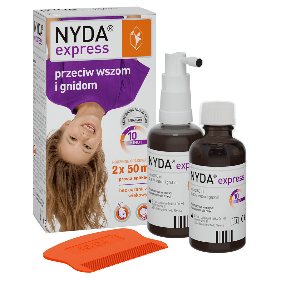 Nyda Express kit, spray tegen luizen en neten, 2 x 50 ml