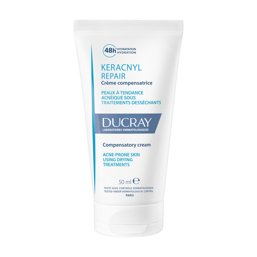 Ducray Keracnyl Repair, herstellende crème, acne gevoelige huid, nabehandeling, 50 ml