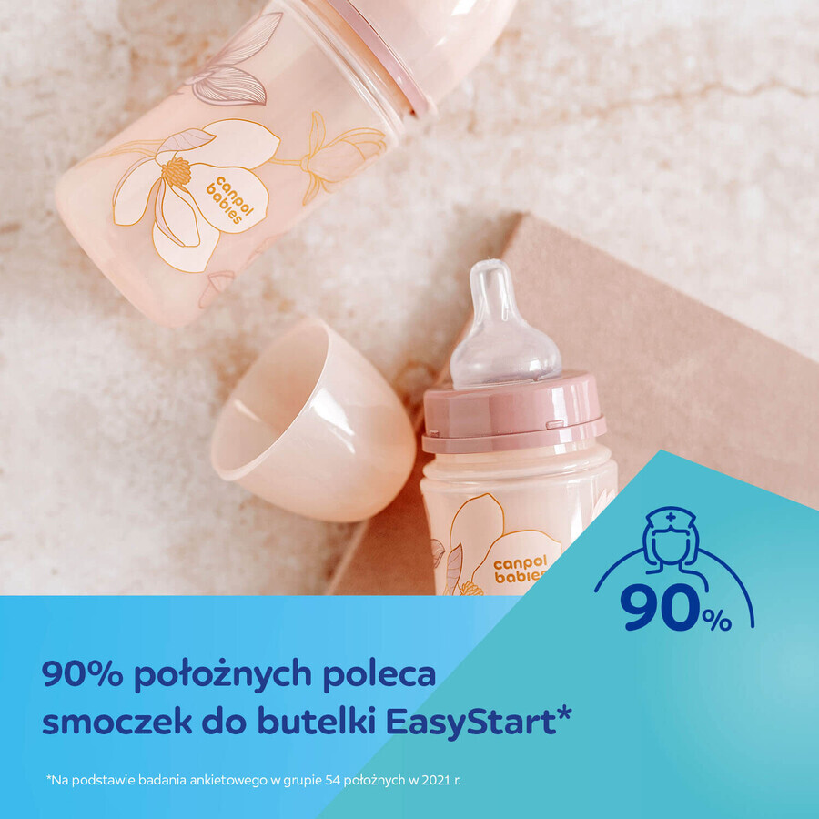 Canpol Babies EasyStart, biberon anticolica, bocca larga, Oro, blu, 35/240, da 3 mesi, 240 ml