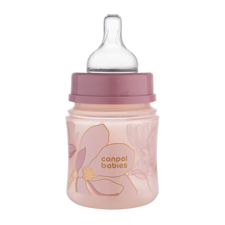 Canpol Babies EasyStart, biberon anticolica a foro largo, Oro, rosa, 35/239, dalla nascita, 120 ml