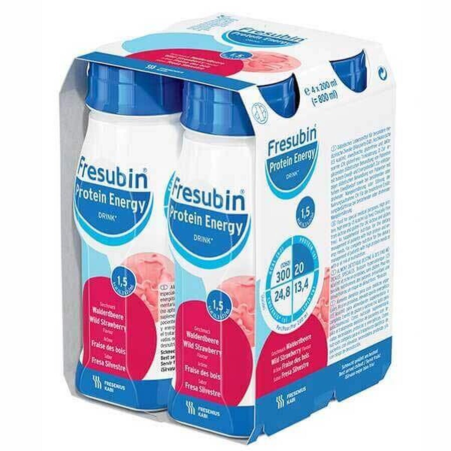 Fresubin Protein Energy al gusto di fragola, 4 x 200 ml, Fresenius Kabi