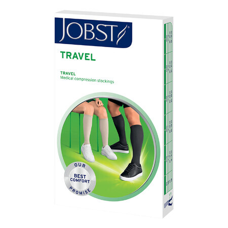 Jobst Travel, compressiekniekousen, 15-20 mmHg, gesloten garen, maat 4, zwart