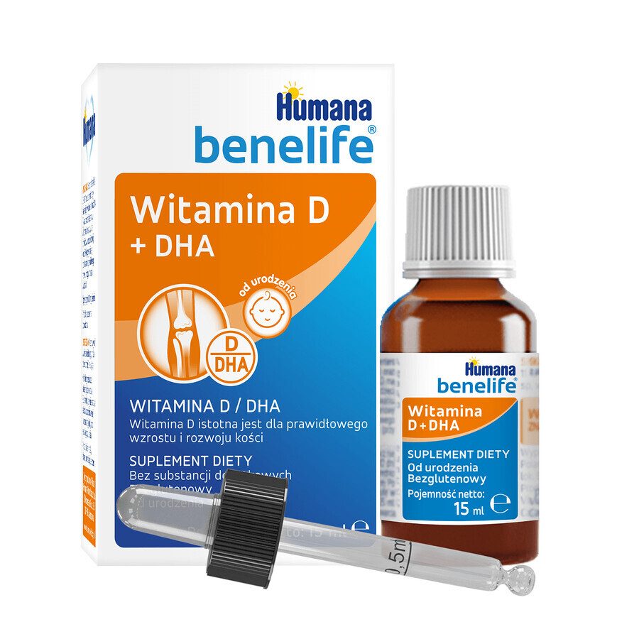 Humana Benelife Vitamine D + DHA, vanaf de geboorte, 15 ml