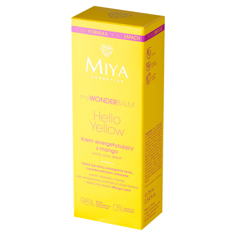 Miya myWONDERBALM Hello Yellow, crema energizante con mango, 75 ml