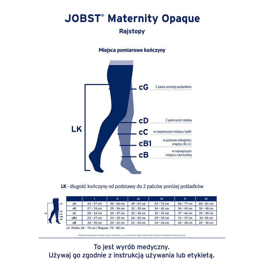 Jobst Maternity Opaque, zwangerschapscompressiepanty, CCL2, gesloten teen, maat 3, zwart