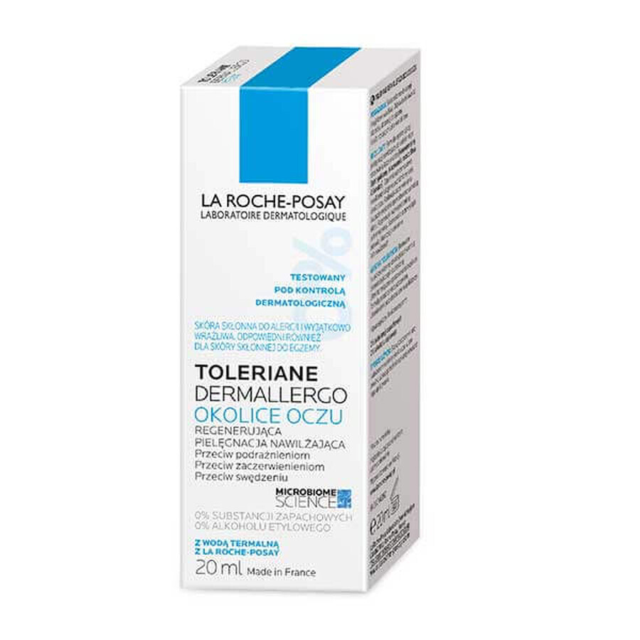 La Roche-Posay Toleriane Dermallergo, cremă de ochi, îngrijire hidratantă regenerantă, 20 ml