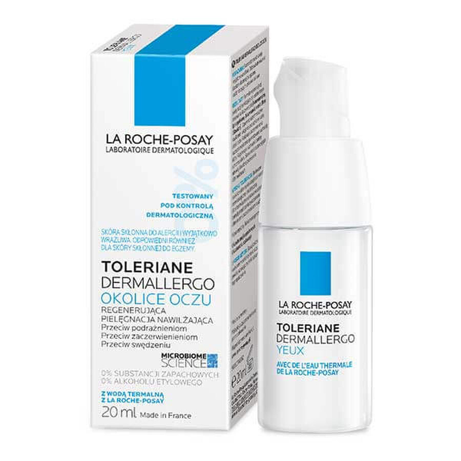 La Roche-Posay Toleriane Dermallergo, cremă de ochi, îngrijire hidratantă regenerantă, 20 ml