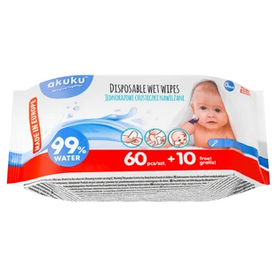 AKUKU, wasserbefeuchtete Tücher, A0031, ab Geburt, 60 Stück + 10 gratis