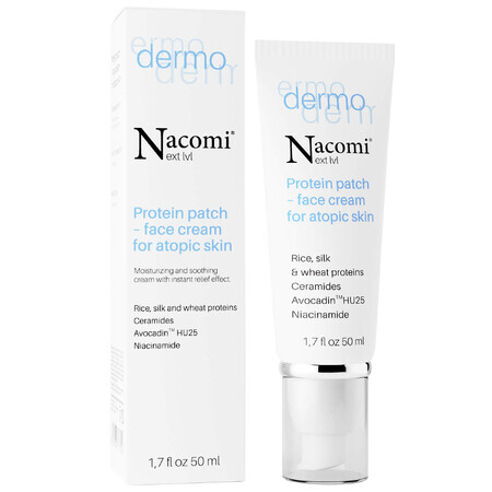 Nacomi Next Level Dermo, crema facial proteica, piel atópica, 50 ml