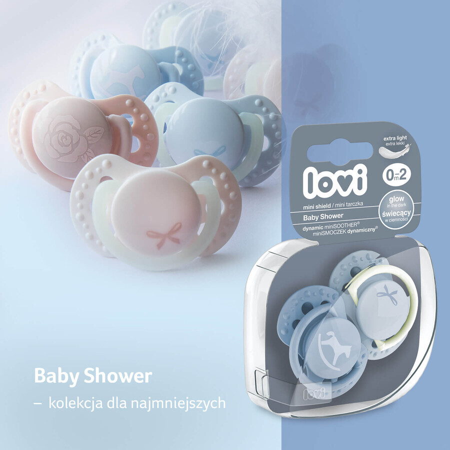 Lovi Baby Shower, pacifier, silicone, dynamic, boy, 22/900, from 0-2 months, 2 pieces