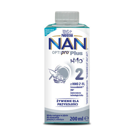 Nestle NAN Optipro Plus 2 HM-O, kant-en-klare opvolgmelk voor zuigelingen vanaf 6 maanden, 200 ml