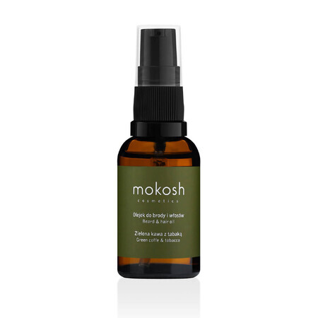 Mokosh, baard- en haarolie, groene koffie met snuif, 30 ml