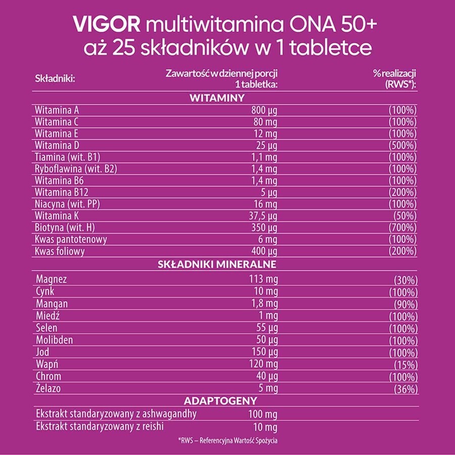 Vigor Multivitamínico Ona 50+, 60 comprimidos