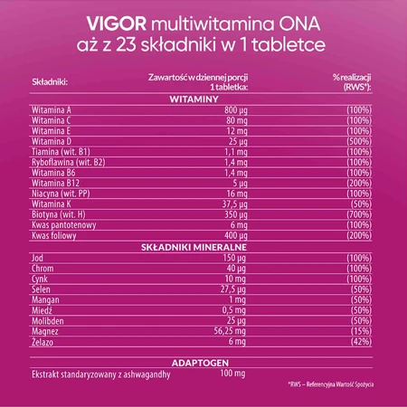 Vigor Multivitamin Ona, 60 comprimés